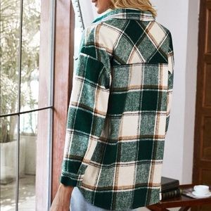 Green and White Plaid Shacket